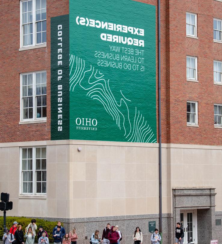 Large billboard graphic applied to campus building