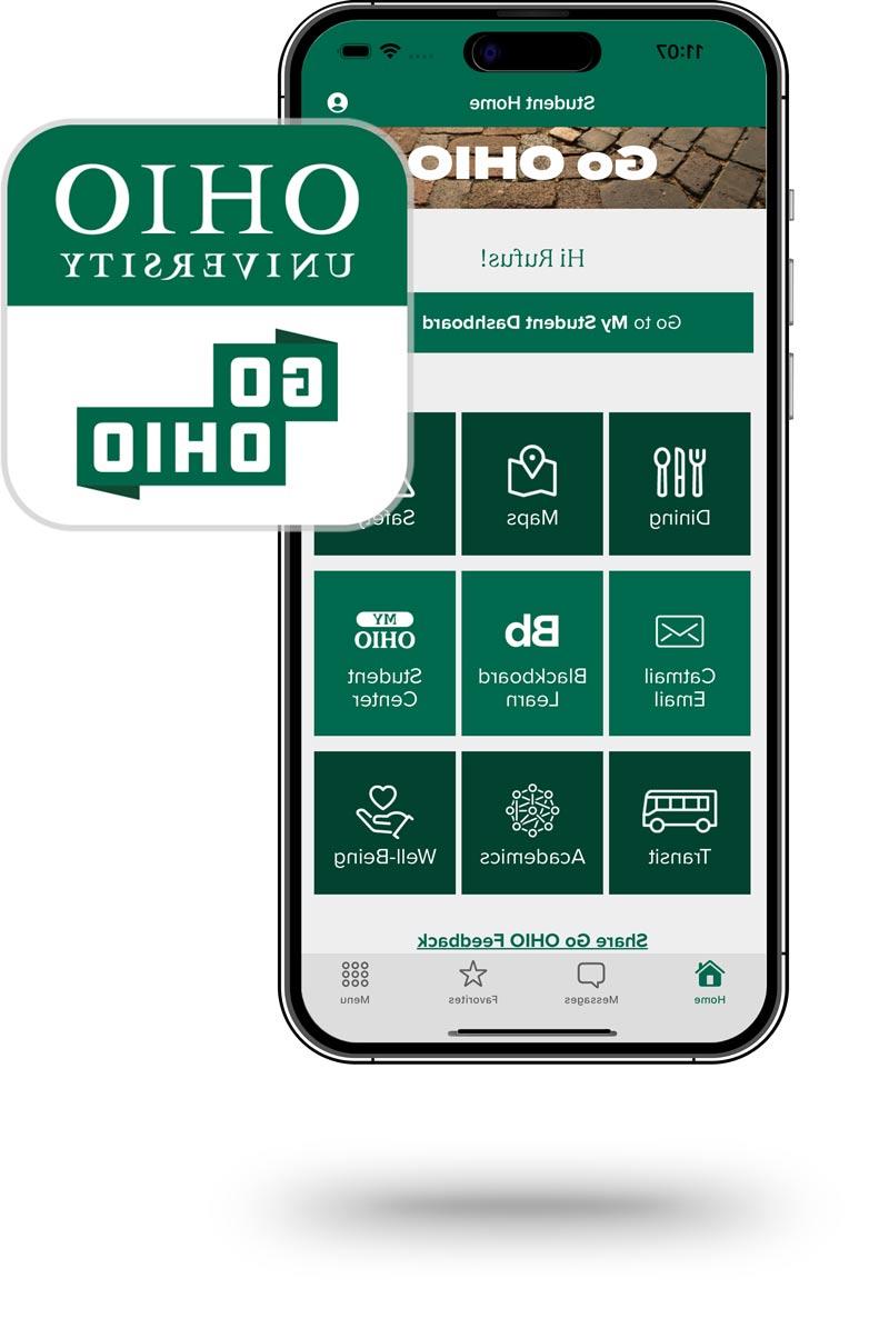 Screenshot of the Go OHIO app dashboard and app icon