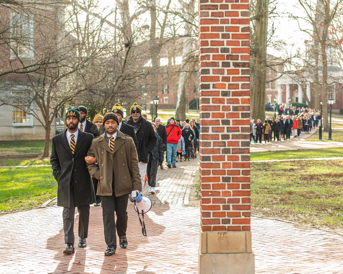 Students lead the annual MLK Silent March. 