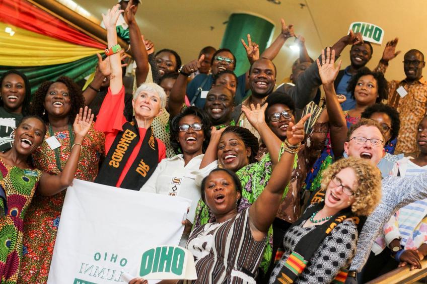 Alumni celebrate with Ohio banner